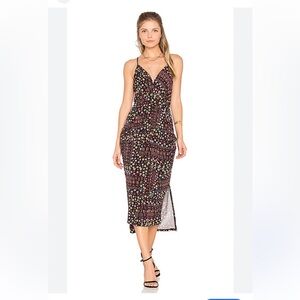 BCBGeneration Black Floral Midi Dress with Pockets - NWOT Size XS